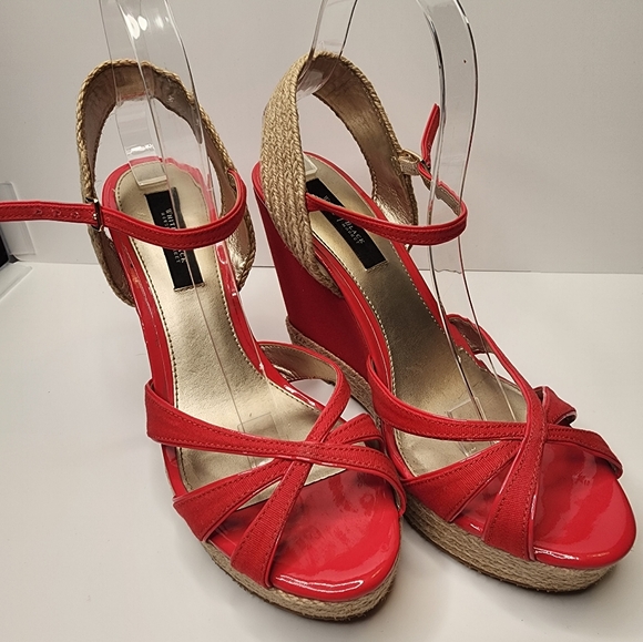 NWOT White House Black Market Adaira Espadrille Wedge Heeled Sandals Red -No Box - Picture 2 of 7